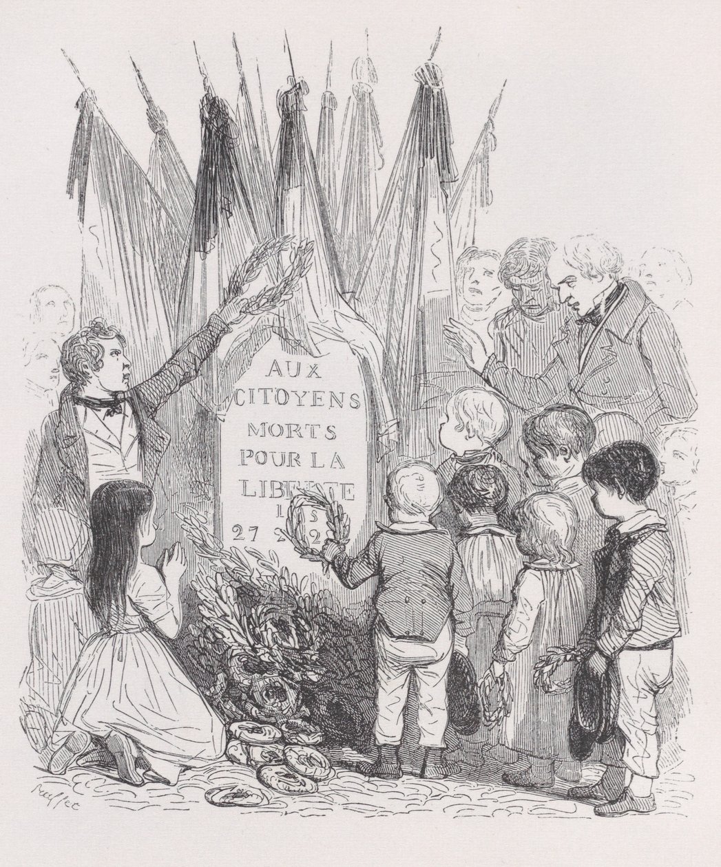 The Tombs of July fra The Complete Works of Béranger, 1836. af Auguste Raffet