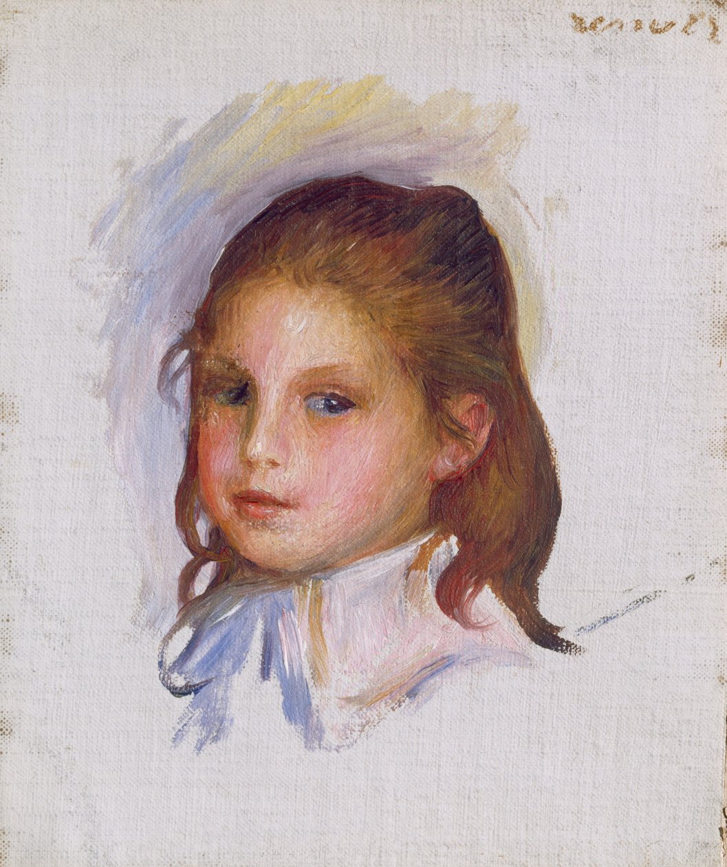 Barn med brunt hår af Auguste Renoir