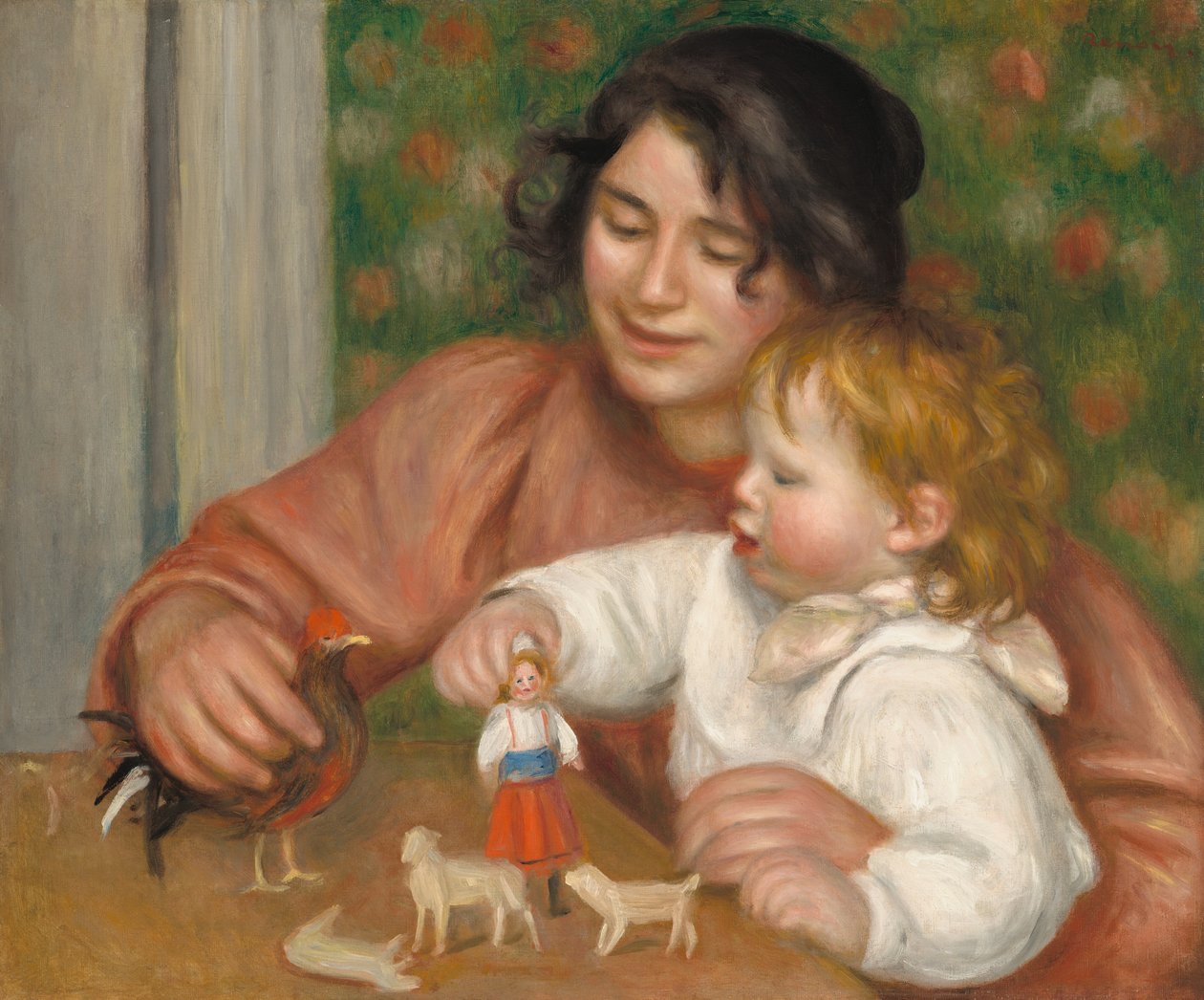 Barn med legetøj - Gabrielle og kunstnerens søn, Jean af Auguste Renoir