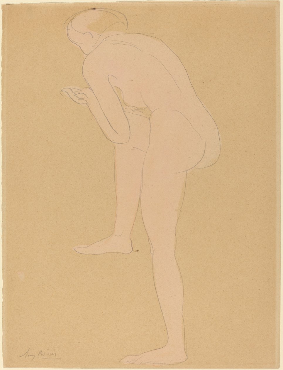 Figur, der bøjer fremad med højre knæ hævet af Auguste Rodin