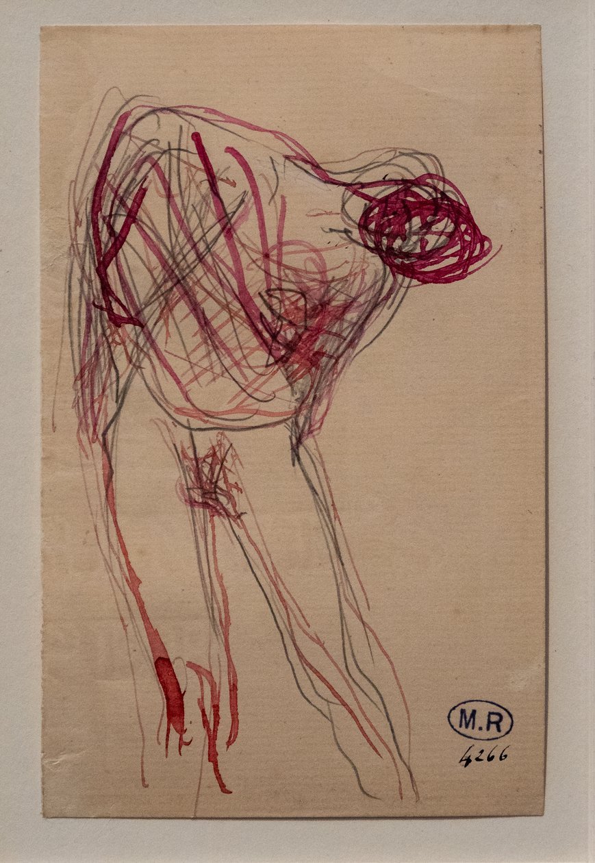 Halvnøgen kvinde, der læner sig til højre af Auguste Rodin