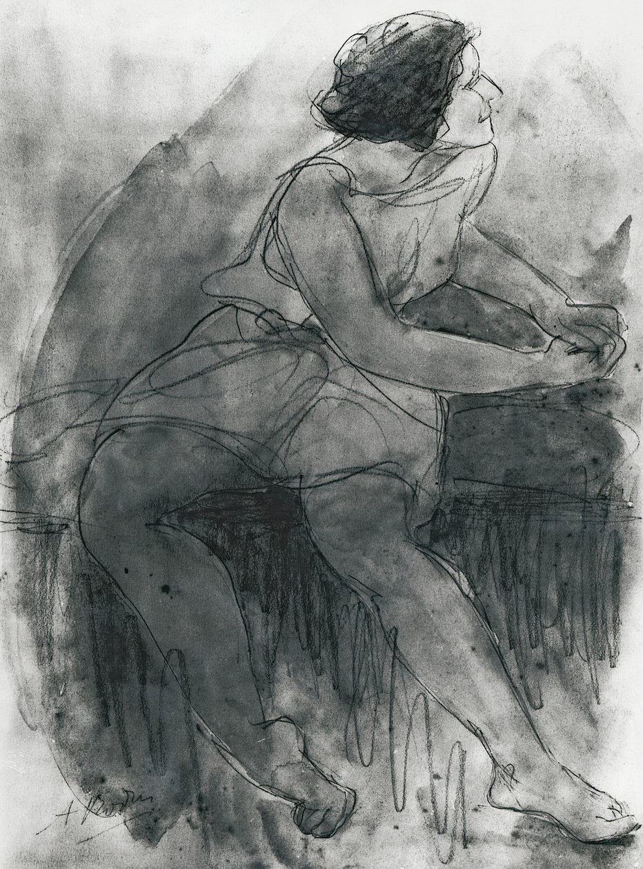 Isadora Duncan (1878-1927) (blyant og vask på papir) af Auguste Rodin