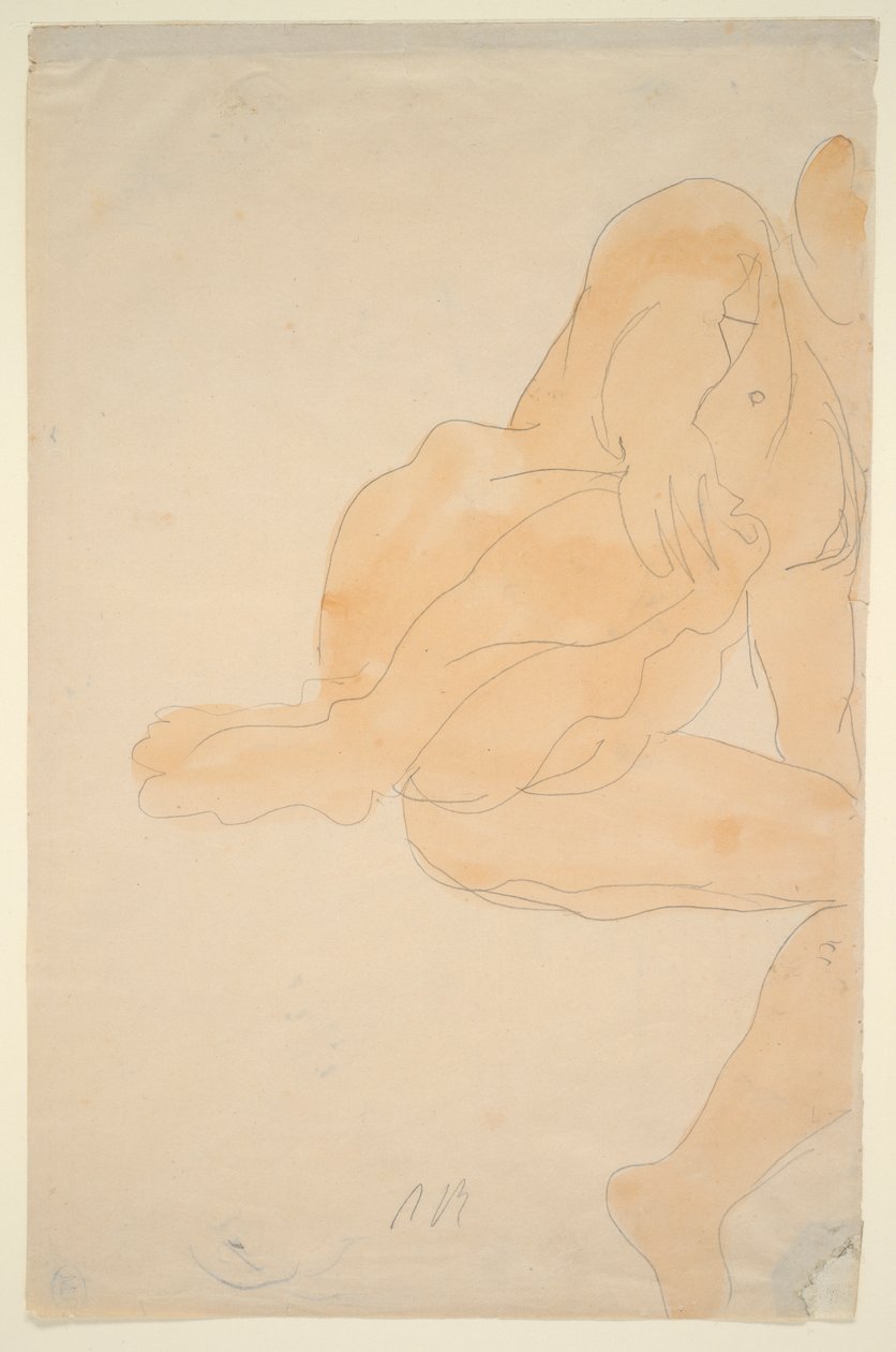 Nøgen siddende, knæ hævet af Auguste Rodin