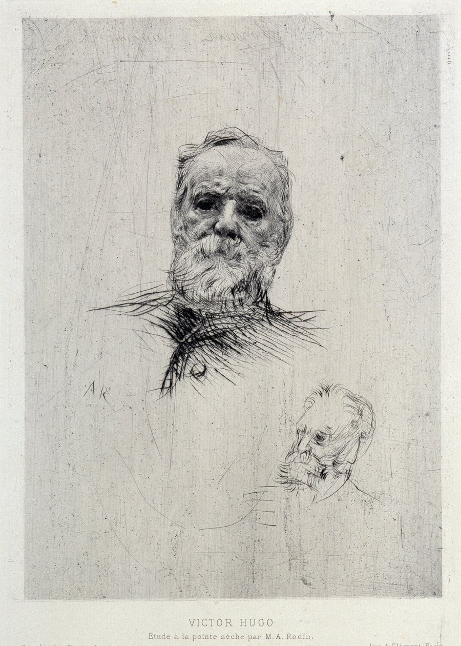 Portræt af Victor Hugo (1802-1885), illustration fra The Gazettes de beaux Arts af Auguste Rodin