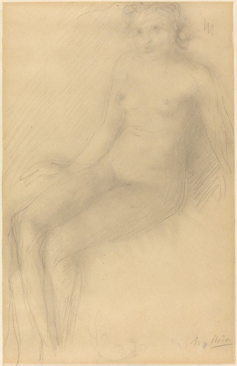 Siddende nøgen kvinde af Auguste Rodin