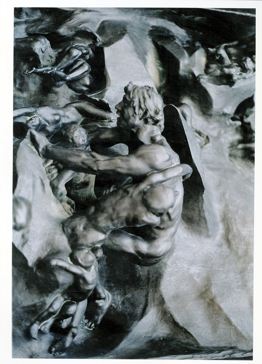 Helvedesporten, detalje af Ugolino og hans sønner, venstre midterpanel, bronze fra ca. 1887 af Auguste Rodin