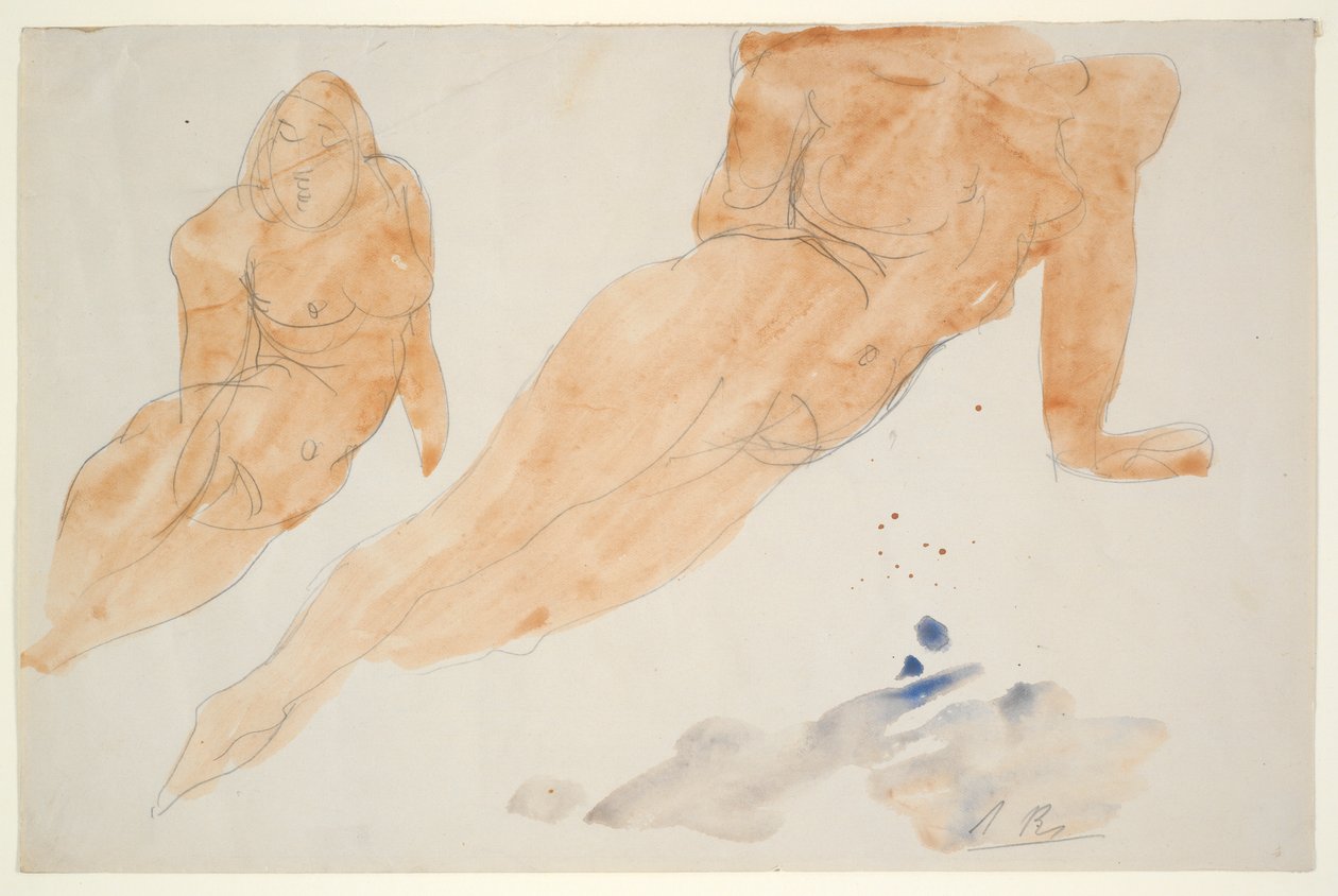 To liggende nøgenbilleder af Auguste Rodin