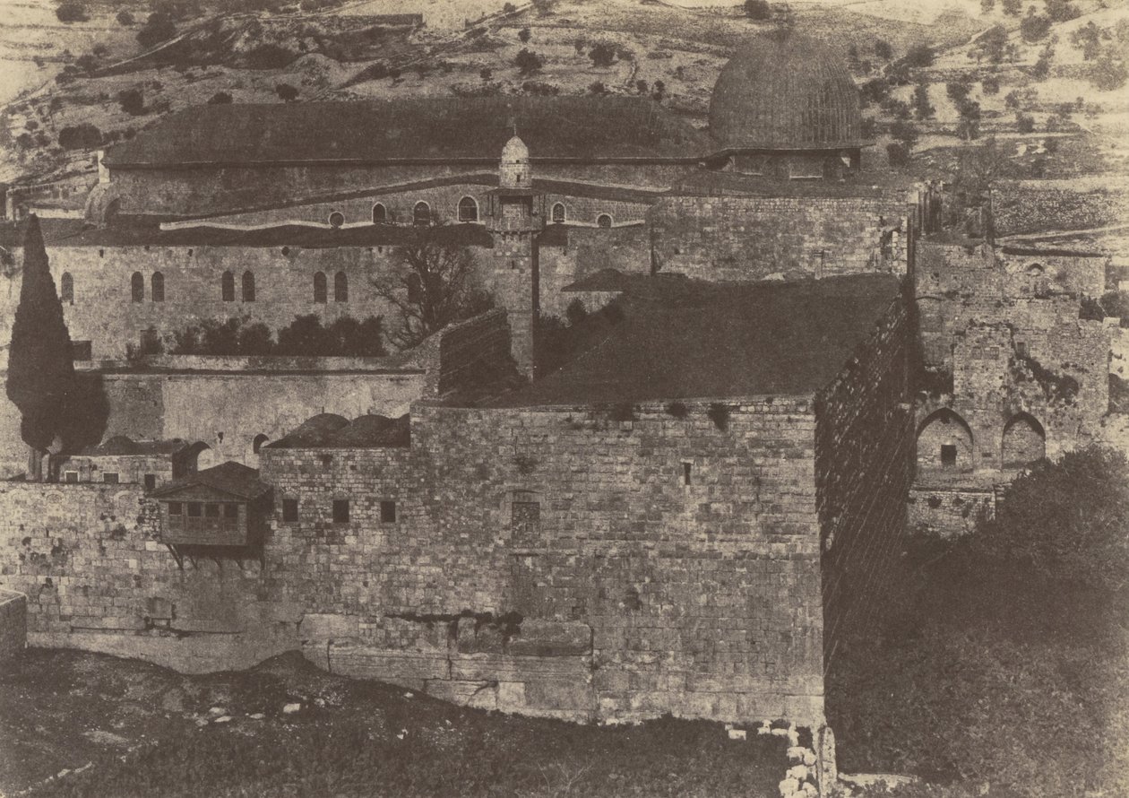 Jerusalem. Tempelvæggen. El-Aksa-moskeen, det sydvestlige hjørne af Auguste Salzmann