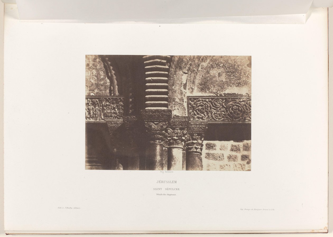 Kapitelen van de Heilig Grafkerk, Jeruzalem Jerusalem. Hellige Grav. Oplysninger om versaler (titel på objekt) af Auguste Salzmann