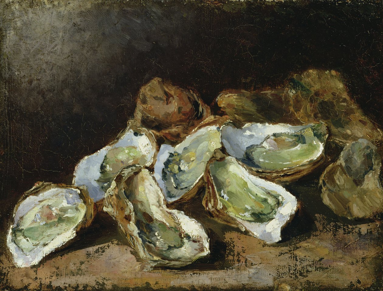 Stilleben med østers (olie på lærred) af Auguste Theodule Ribot