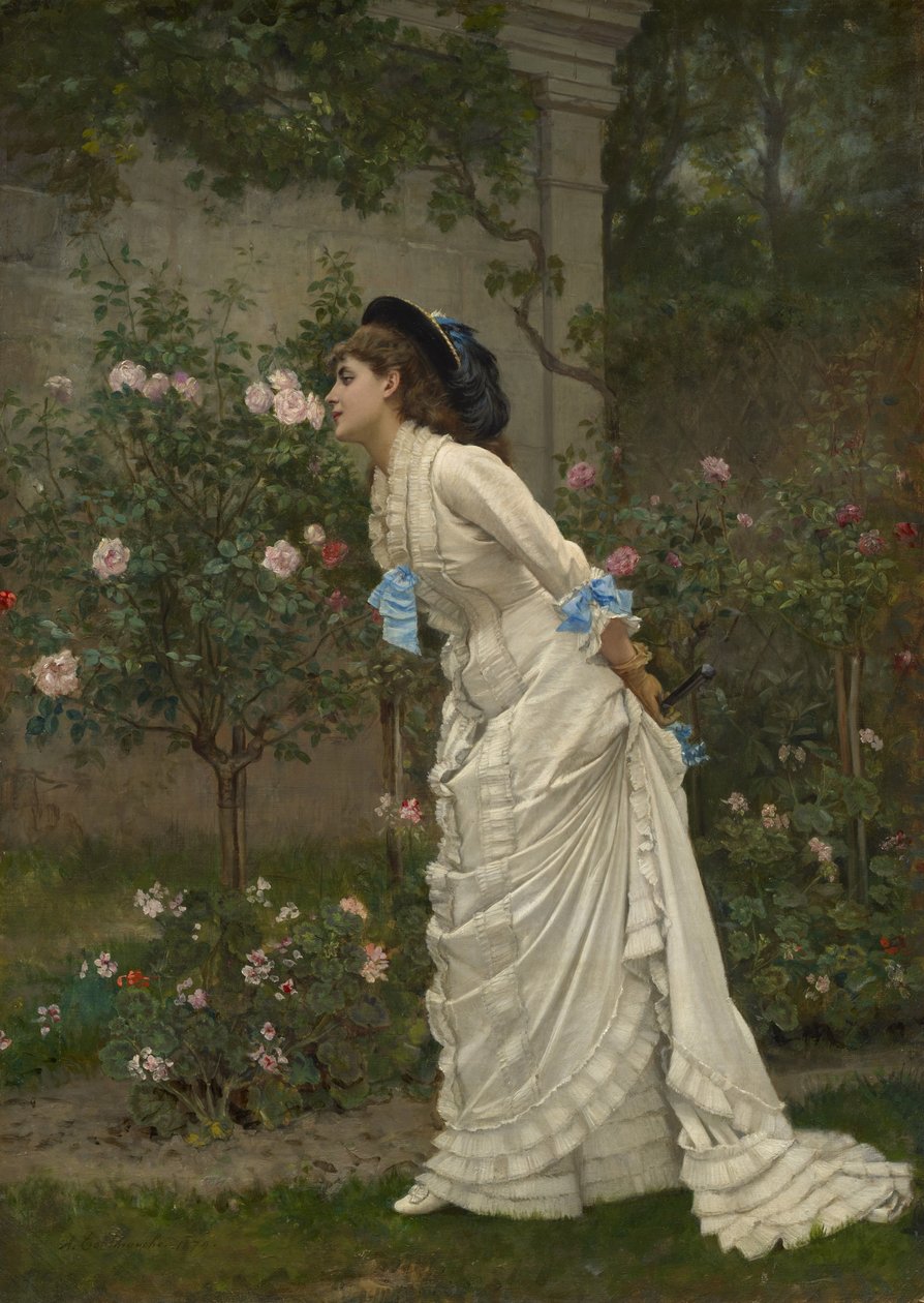 Kvinde og roser, 1879 af Auguste Toulmouche