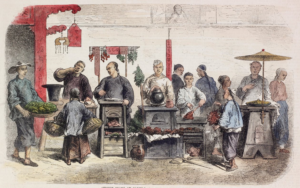 Street Cooks i Canton af Auguste after Borget