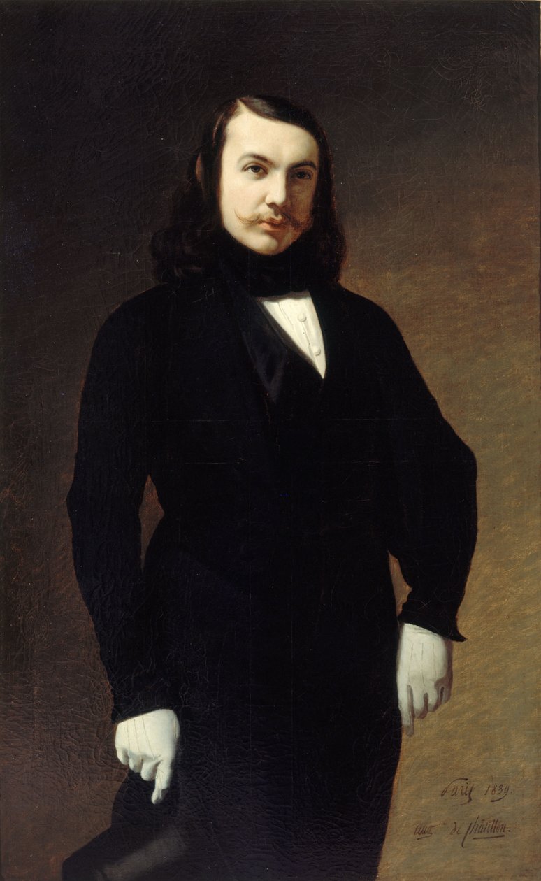 Portræt af digteren Théophile Gautier 1811-1872, 1839. af Auguste de Chatillon
