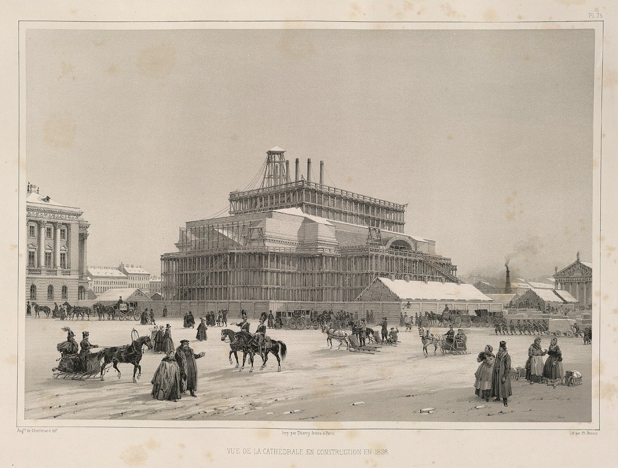 Byggearbejde ca 1838 Fra: Opførelsen af Saint Isaacs Cathedral, 1845 af Auguste de Montferrand
