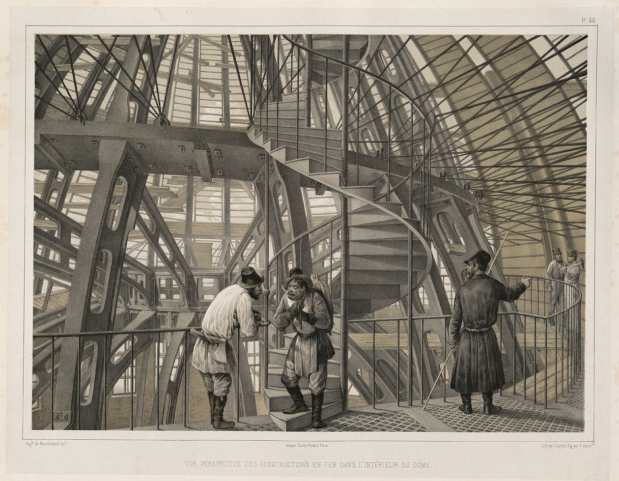 Metalkonstruktion inde i katedralen Fra: The Construction of the Saint Isaacs Cathedral, 1845 af Auguste de Montferrand