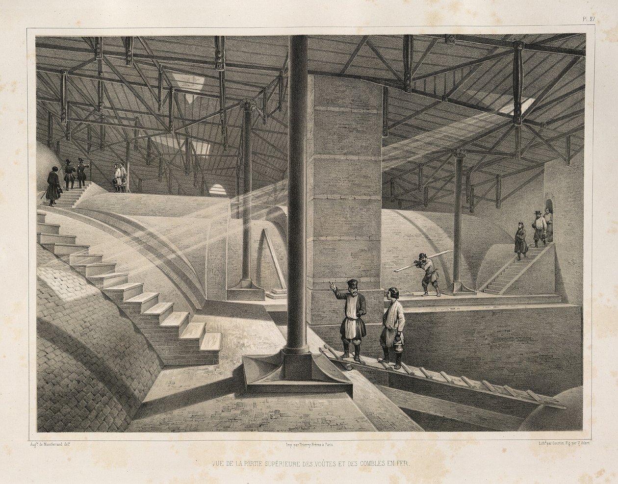 En del af buen og et metaltag Fra: The Construction of the Saint Isaacs Cathedral, 1845 af Auguste de Montferrand