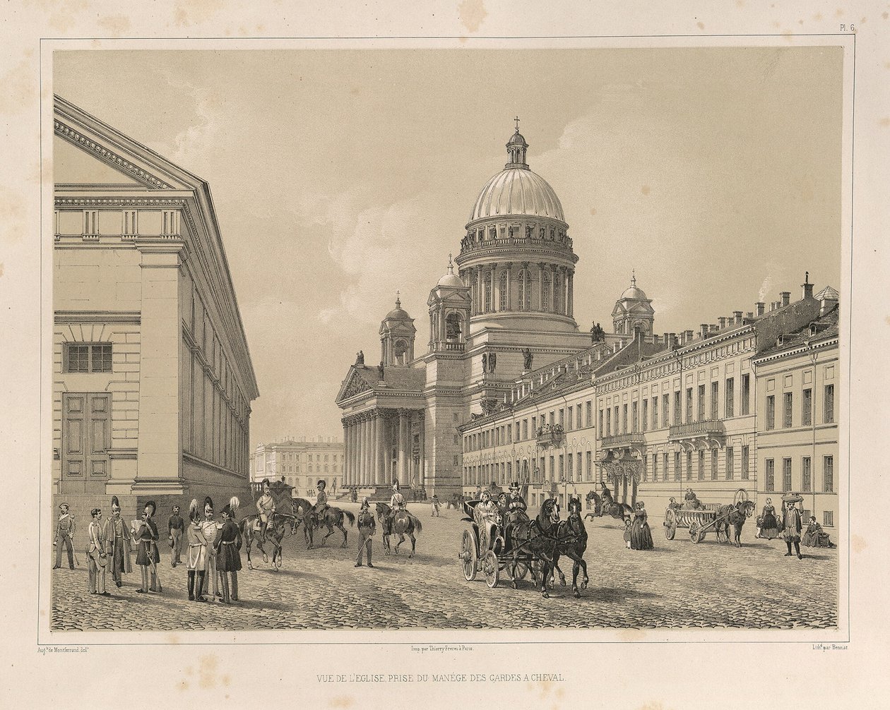 Saint Isaacs Cathedral set fra kavaleriets manege Fra: The Construction of the Saint Isaacs Cathedral, 1845 af Auguste de Montferrand