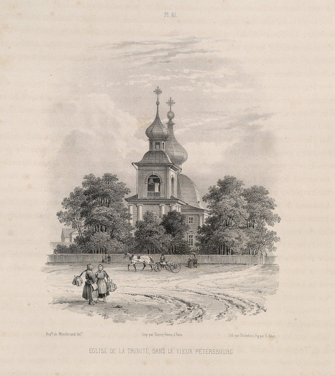 Treenighedskirken i Sankt Petersborg Fra: Konstruktionen af Saint Isaacs Cathedral, 1845 af Auguste de Montferrand