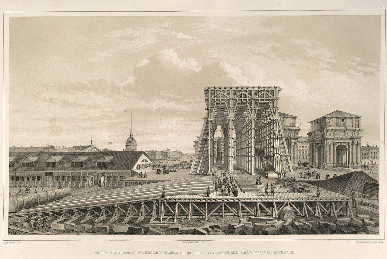 Den første kolonne om konstruktionen Fra: The Construction of the Saint Isaacs Cathedral, 1845 af Auguste de Montferrand