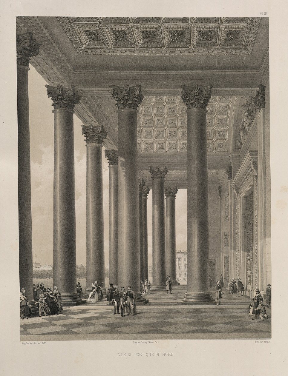 Nordportalen til Saint Isaacs Cathedral Fra: The Construction of the Saint Isaacs Cathedral, 1845 af Auguste de Montferrand