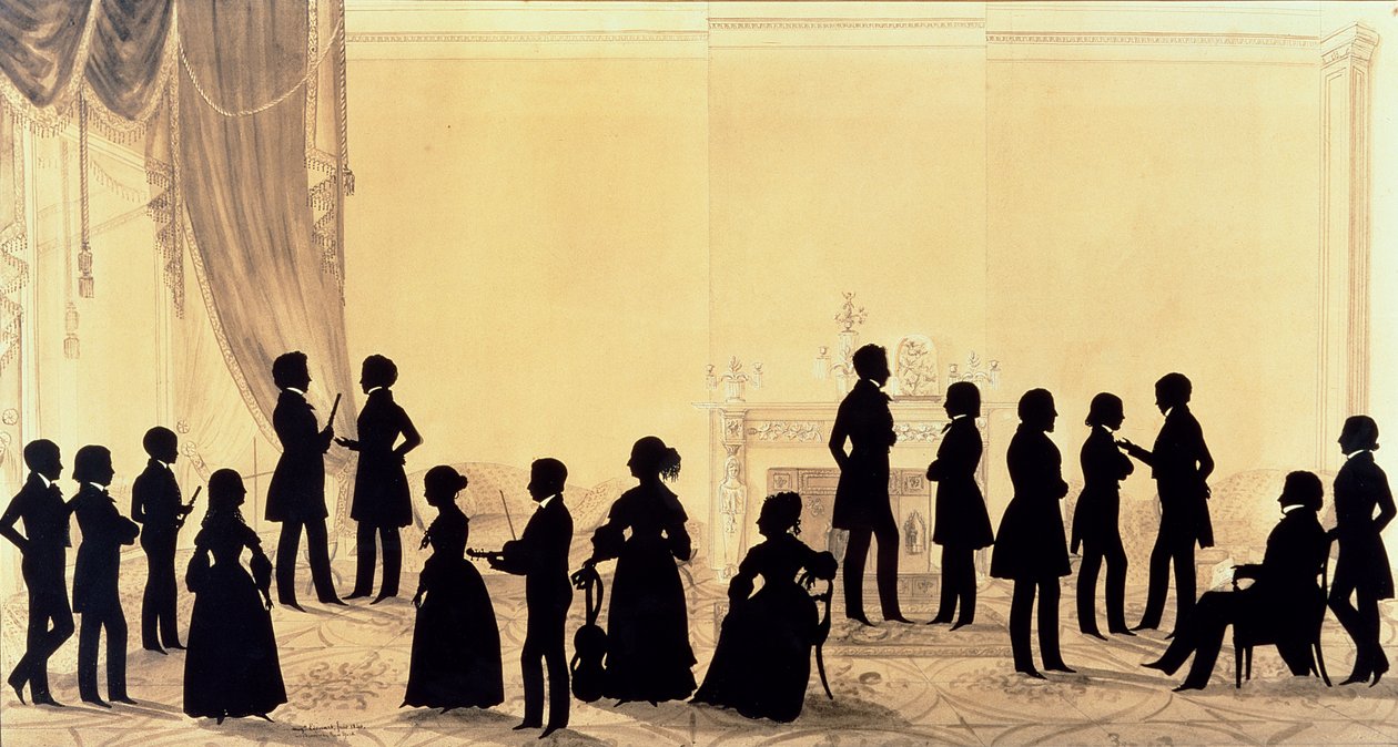 Silhouette of the Family and Guests of Dr Cheesman, 1840 af Augustin Amant Constant Fidele Edouart