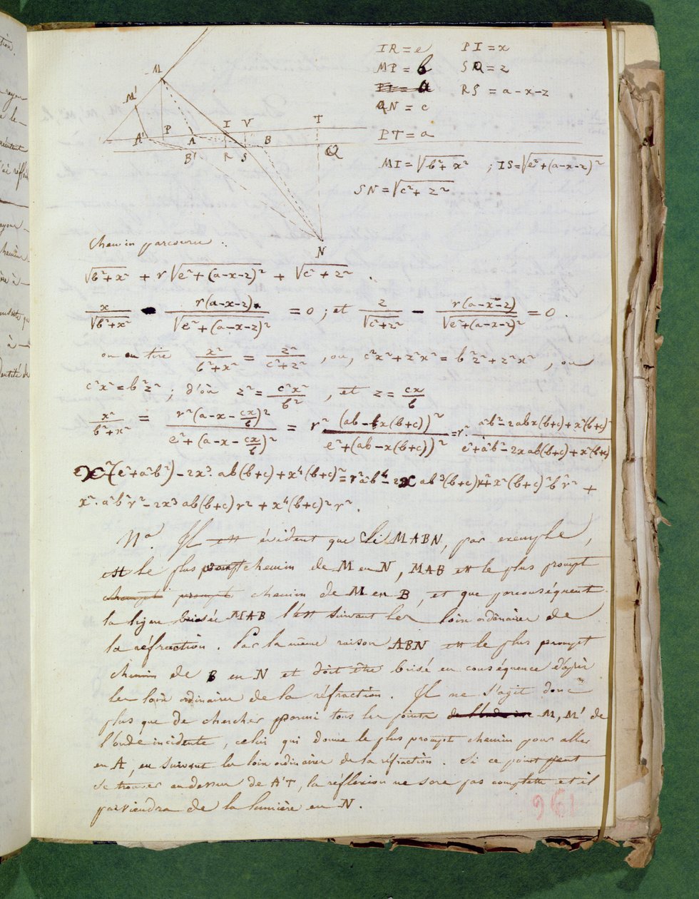 Ms 3412 Side med eksperimentelle noter, 1823 af Augustin Jean Fresnel