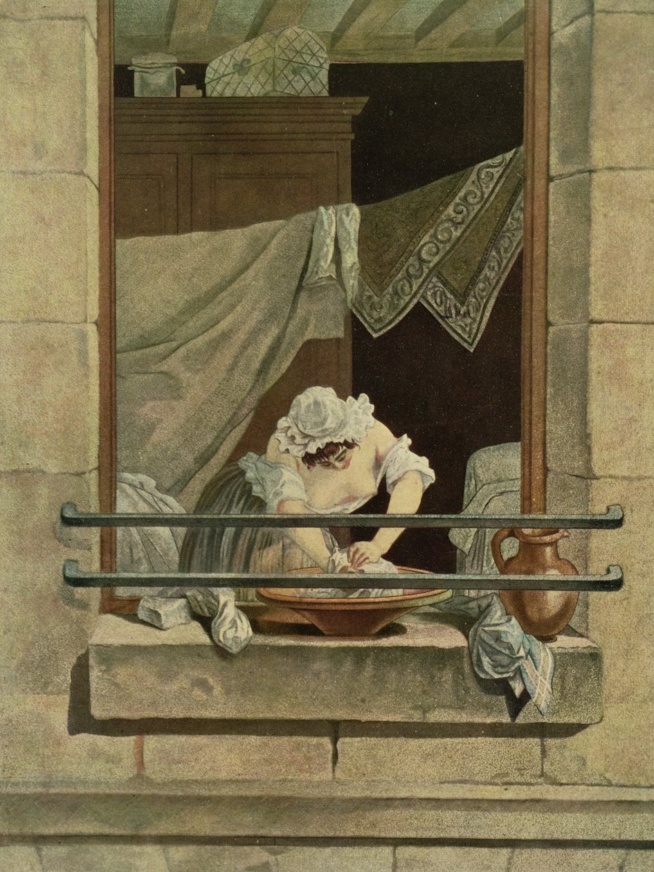 Vaskekonen, graveret af J. Laurent Julien (c18.) og Jean-Baptiste Morret (fl.1790-1820) af Augustin de Saint Aubin
