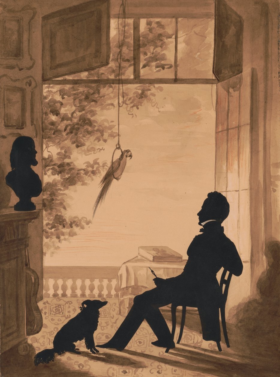 Silhuetprofil af kunstneren Charles Fenderich, 1841 (udklippet papir på sepia wash) af Augustin Amant Constant Fidele Edouart