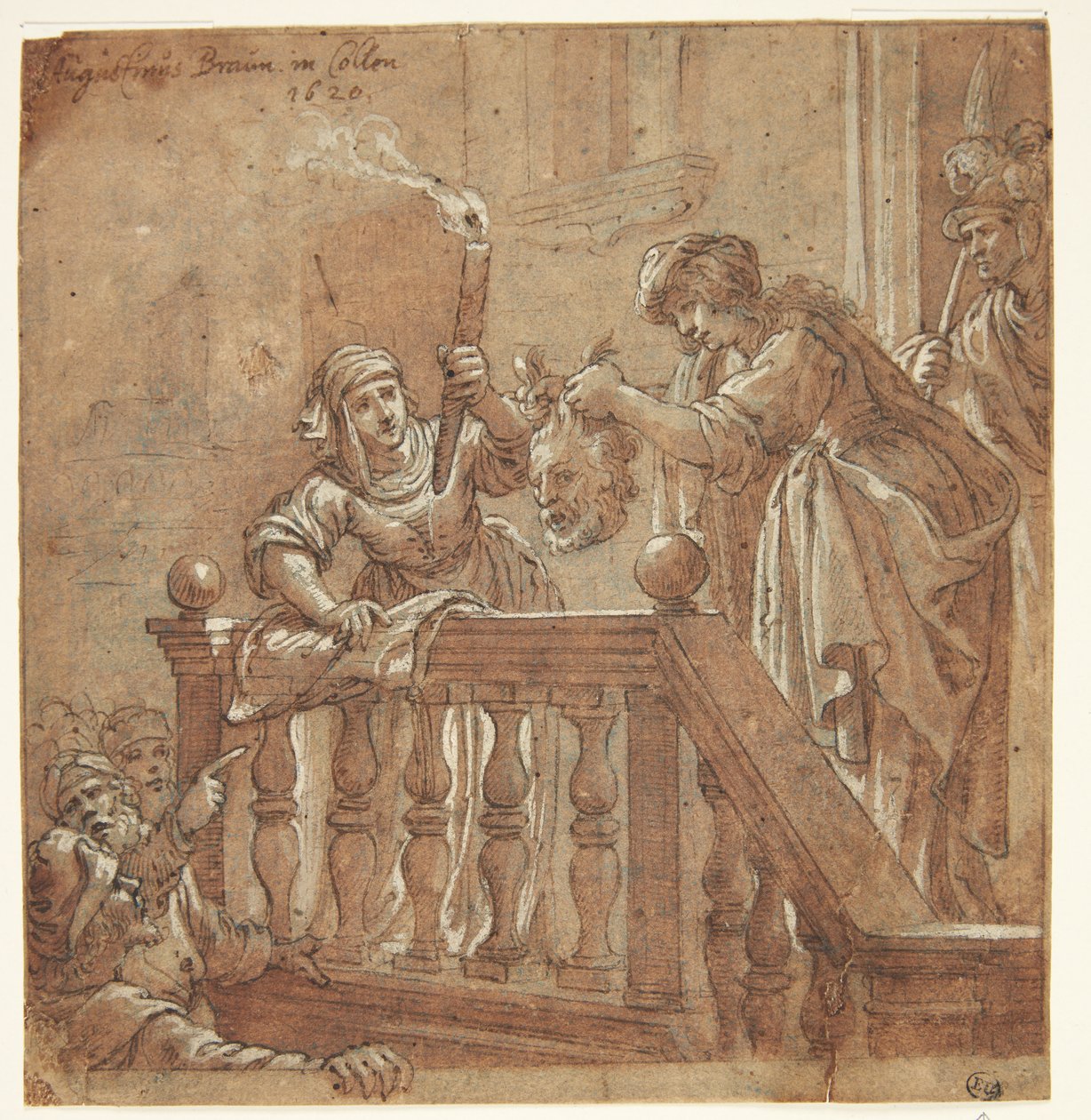 Judith fremviser Holofernes afhuggede hoved for folket af Augustin Braun