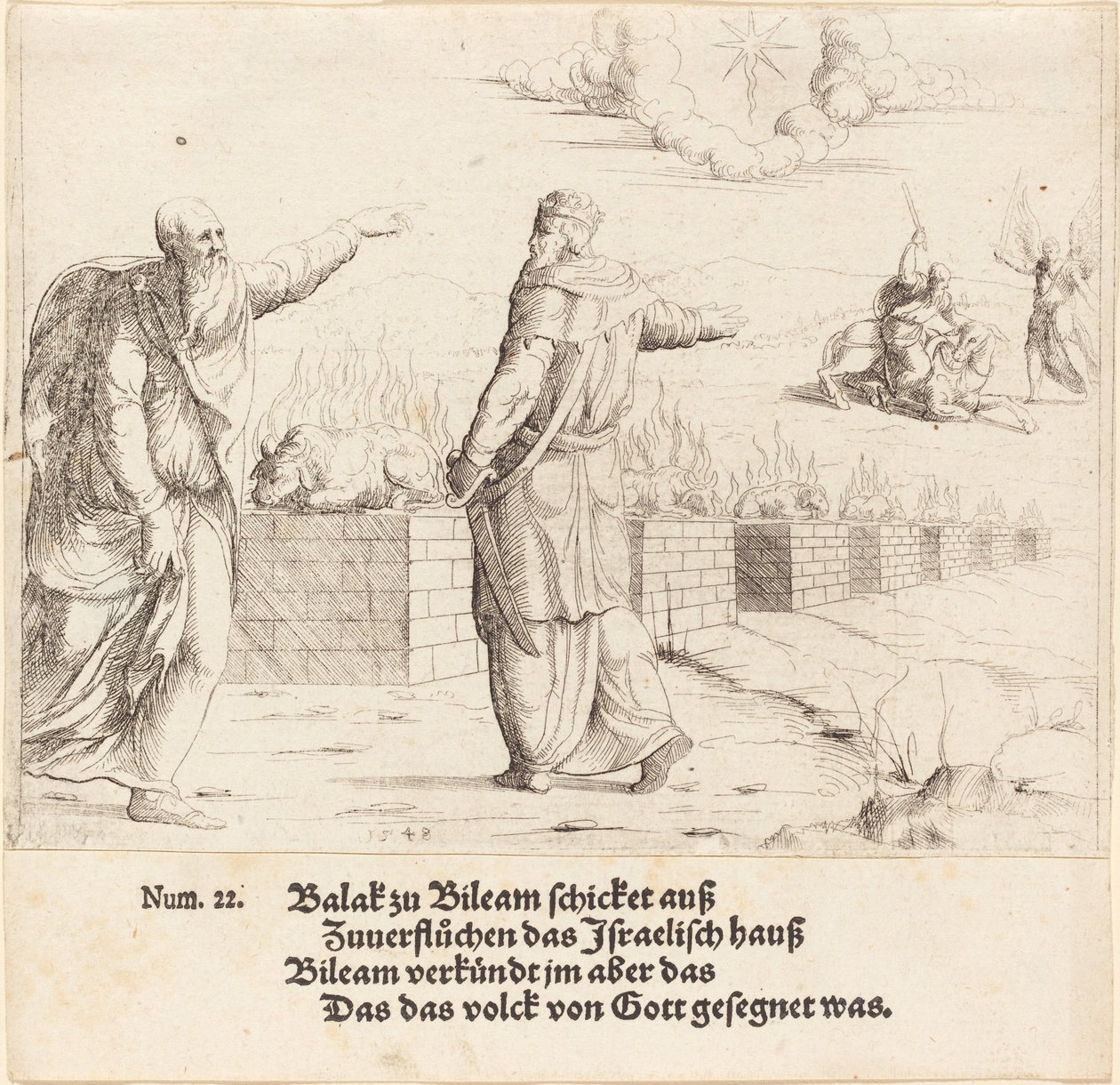 Balaks offer og Bileams profeti, 1548. af Augustin Hirschvogel