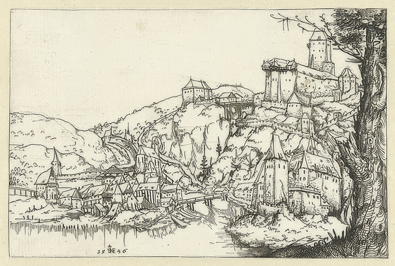 Udsigt over Passau. 1546 af Augustin Hirschvogel