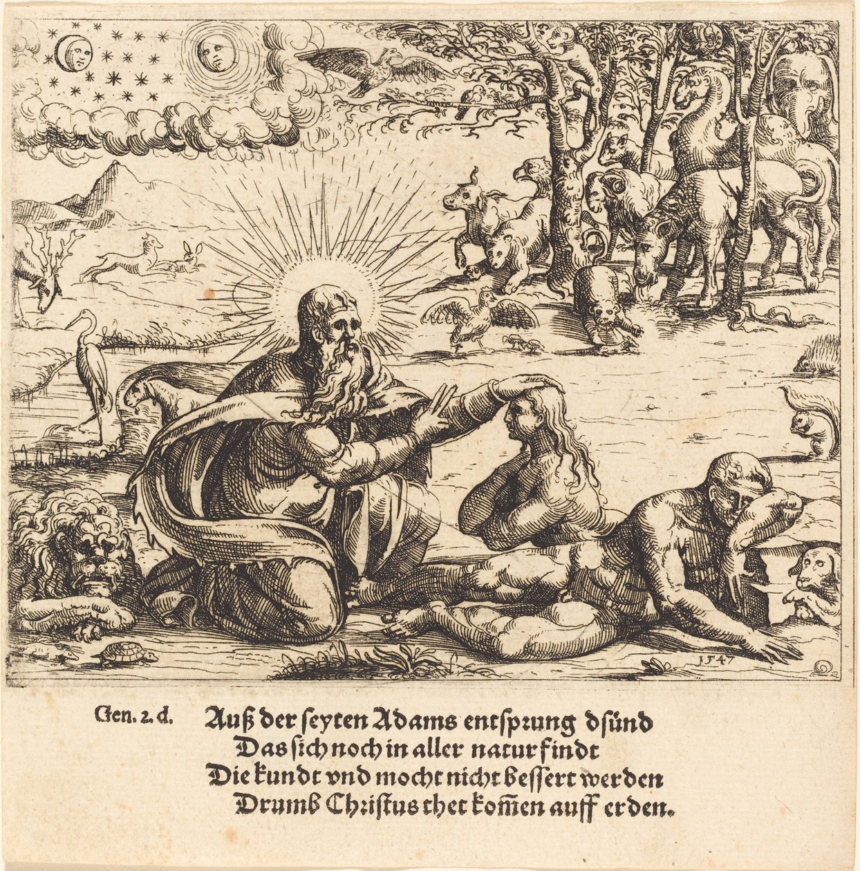 Evas skabelse, 1547. af Augustin Hirschvogel