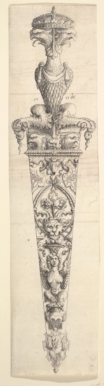 Design til en dolk og skede, 1543. af Augustin Hirschvogel