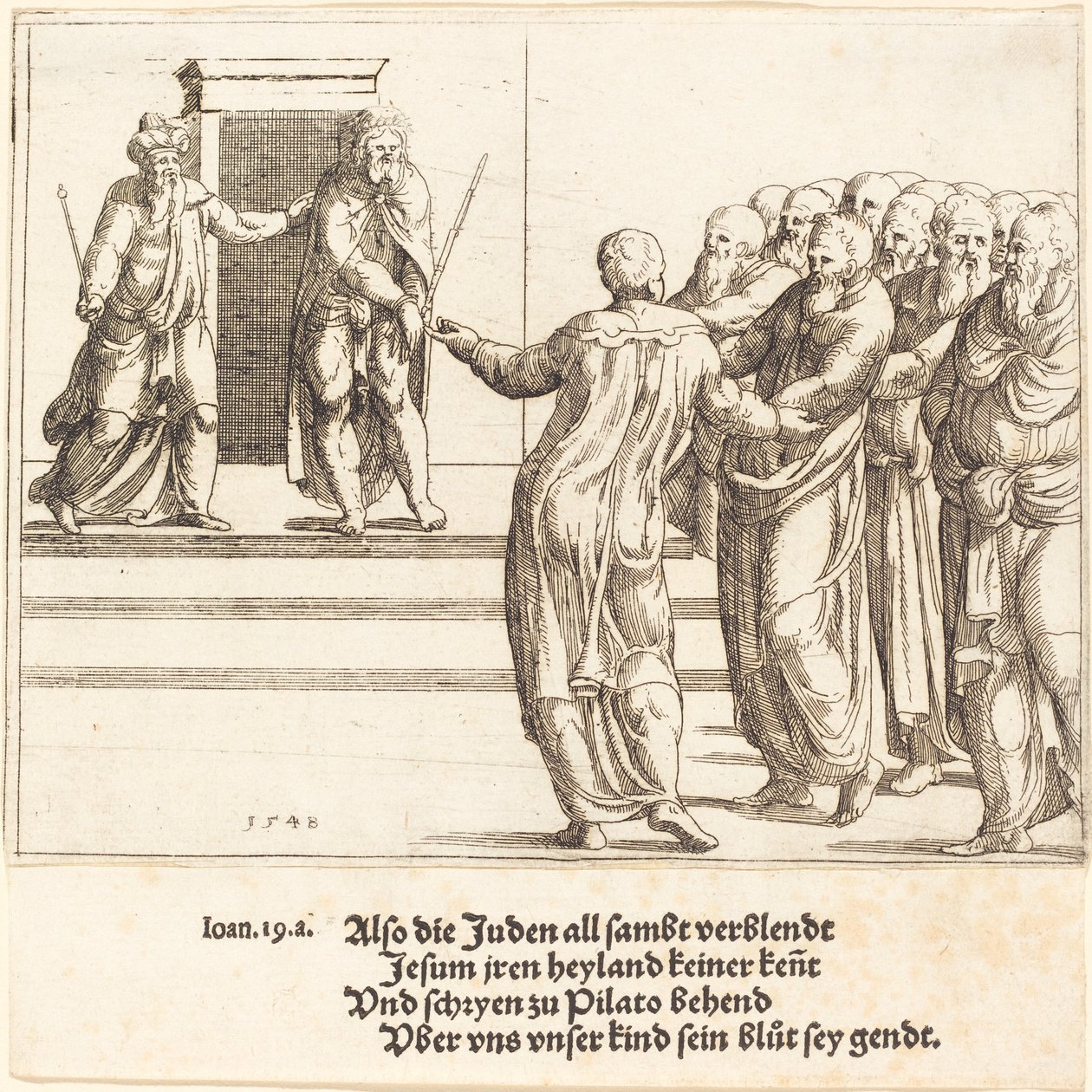 Ecce Homo, og jøderne fornægter Kristus af Augustin Hirschvogel