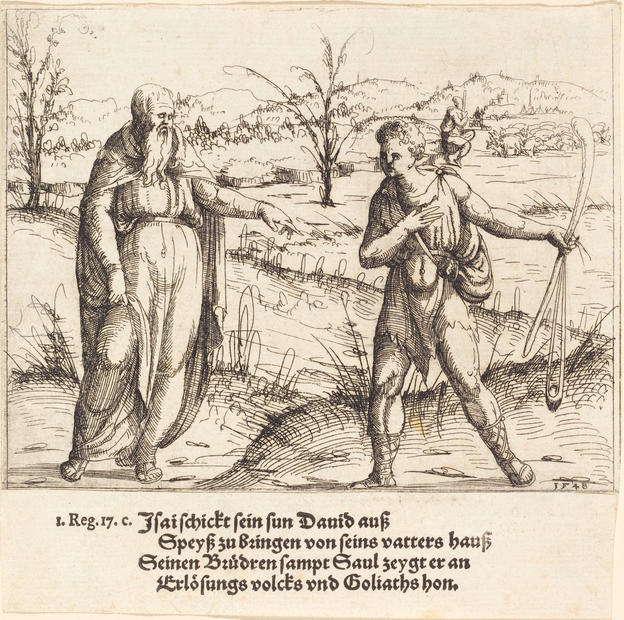 Jesse sender David til sine brødre og Saul, 1548. af Augustin Hirschvogel