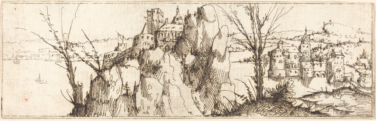 Landskab med en sø. af Augustin Hirschvogel