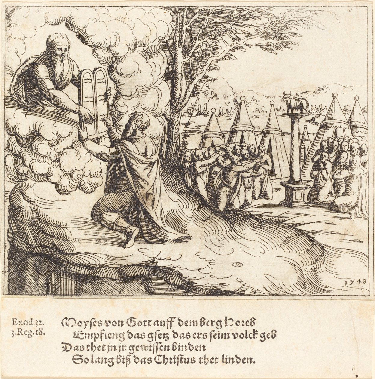 Moses tager imod tavlerne af Augustin Hirschvogel