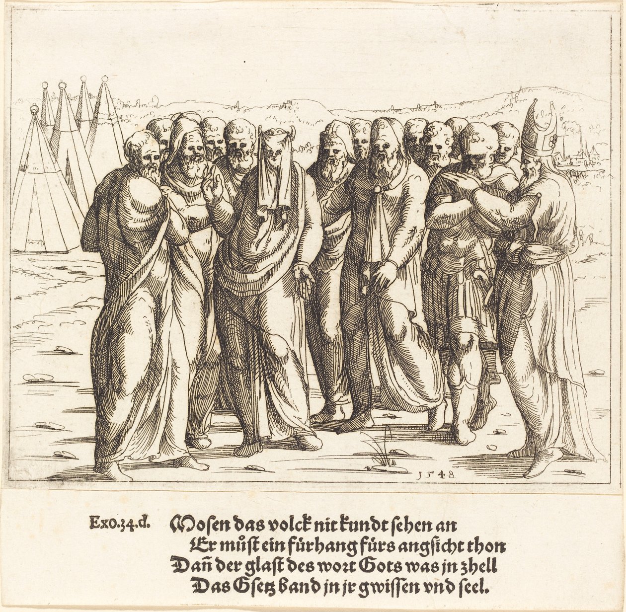 Moses taler til Israels børn, 1548. af Augustin Hirschvogel