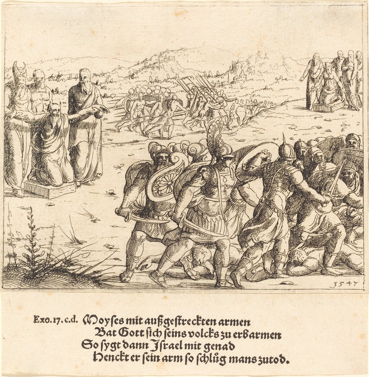 Moses med udstrakte arme, 1547. af Augustin Hirschvogel