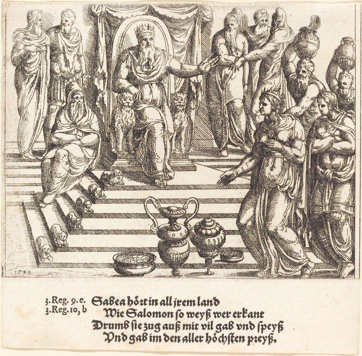 Dronningen af Sabas besøg i Salomon, 1548. af Augustin Hirschvogel