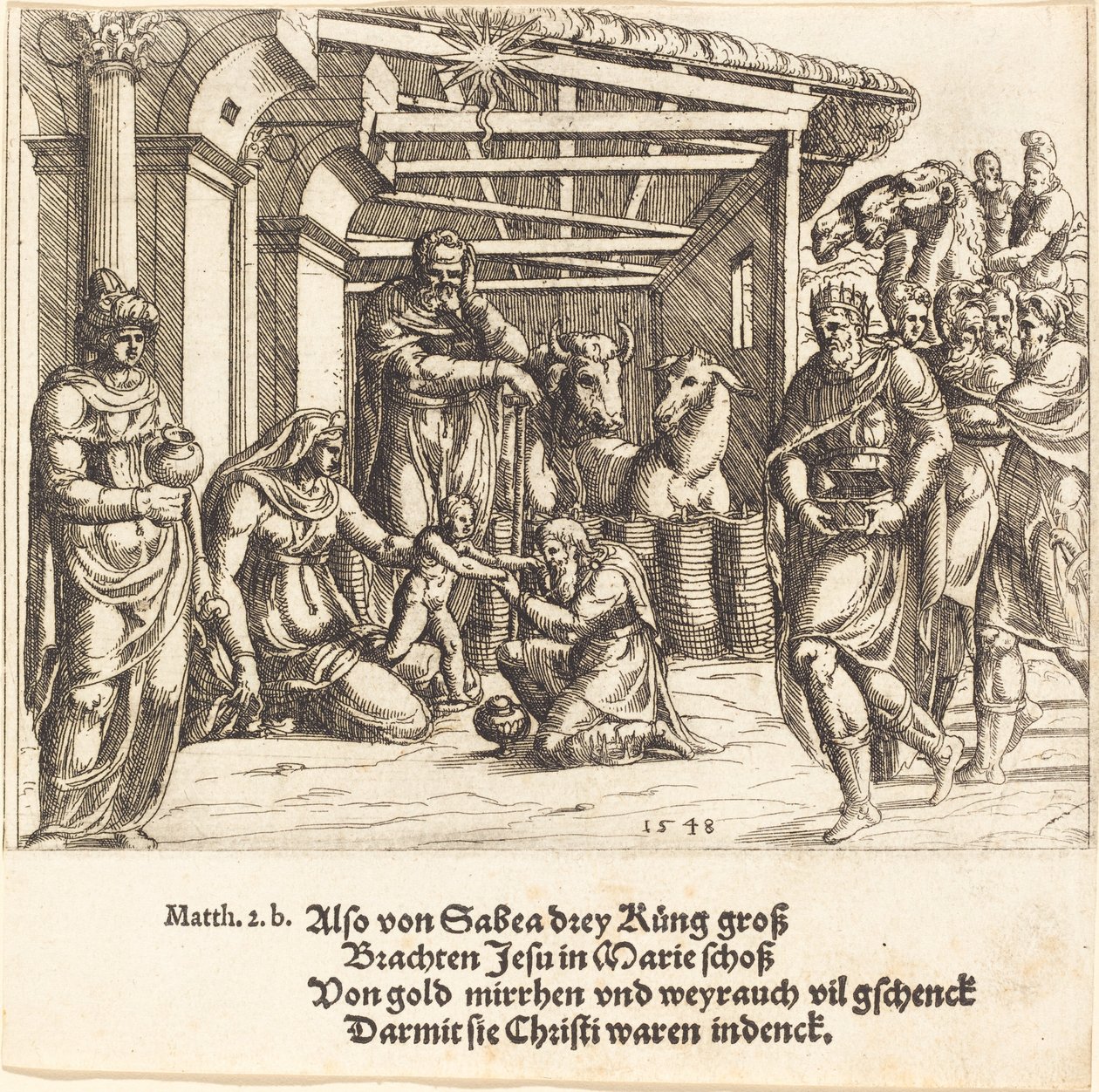 Magiernes tilbedelse, 1548. af Augustin Hirschvogel