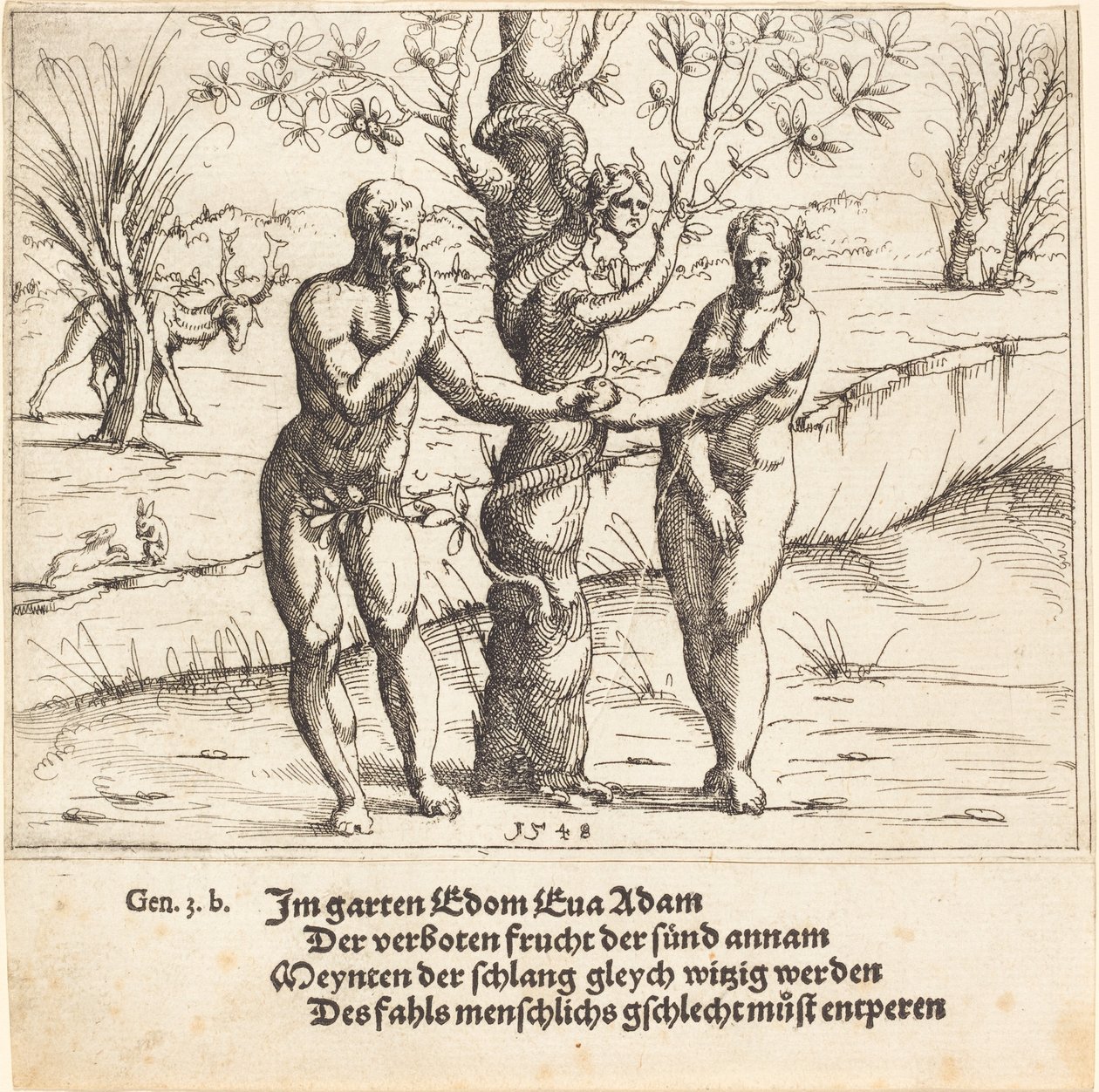 Menneskets fald, 1548. af Augustin Hirschvogel