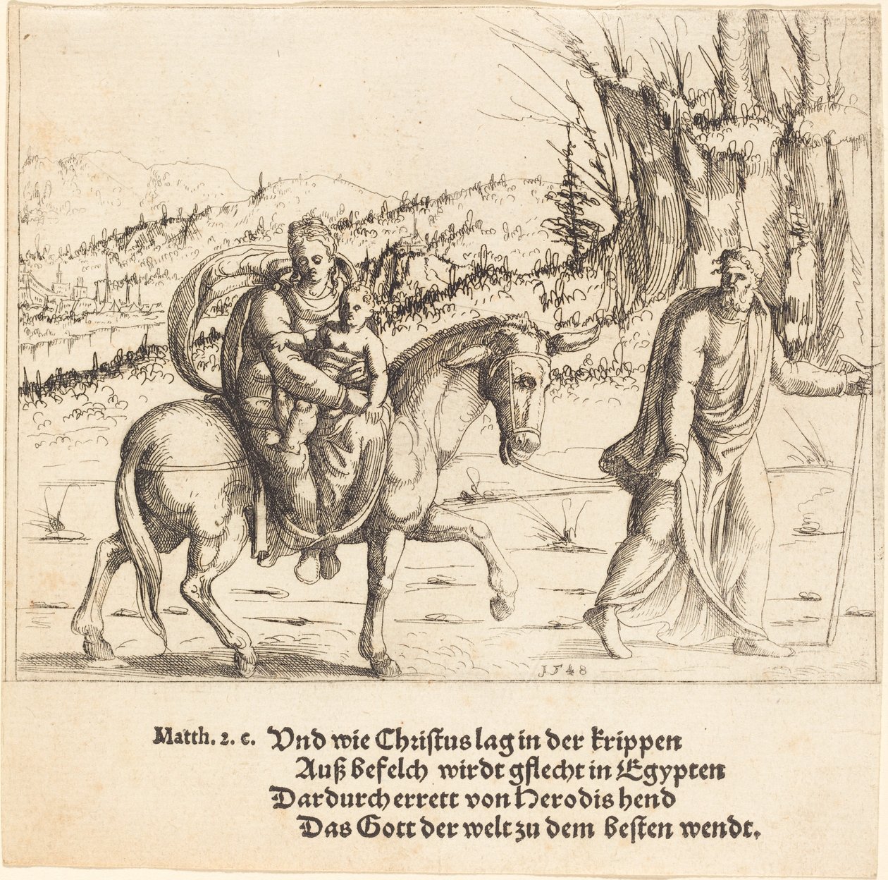 Flugten til Egypten, 1548. af Augustin Hirschvogel