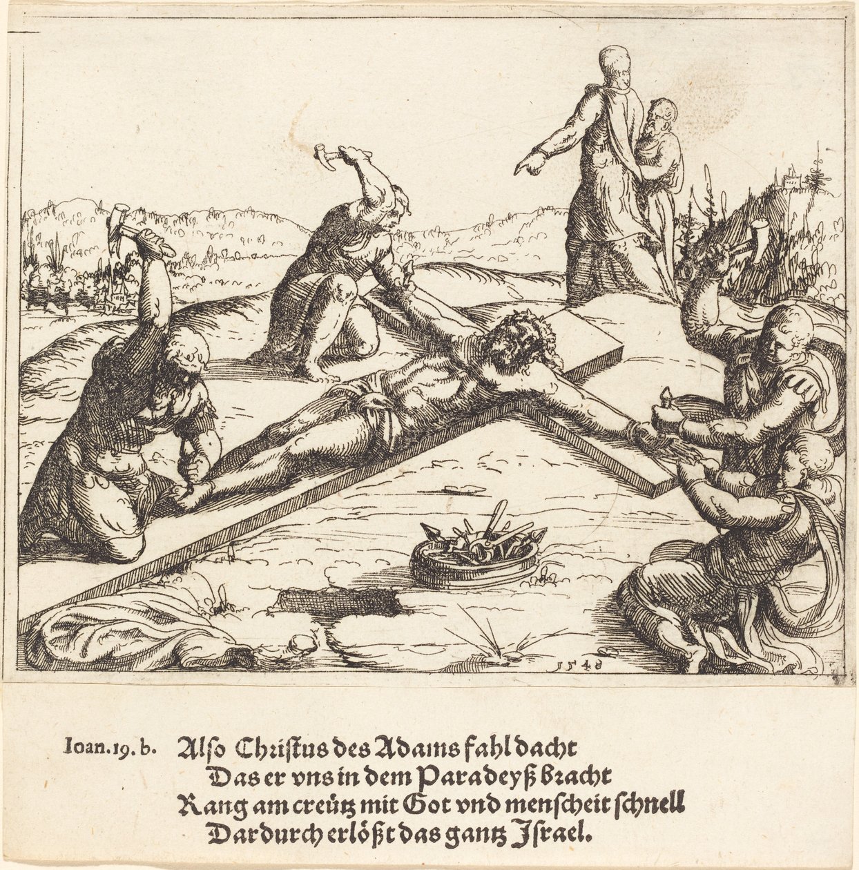 The Nailing to the Cross, 1548. af Augustin Hirschvogel