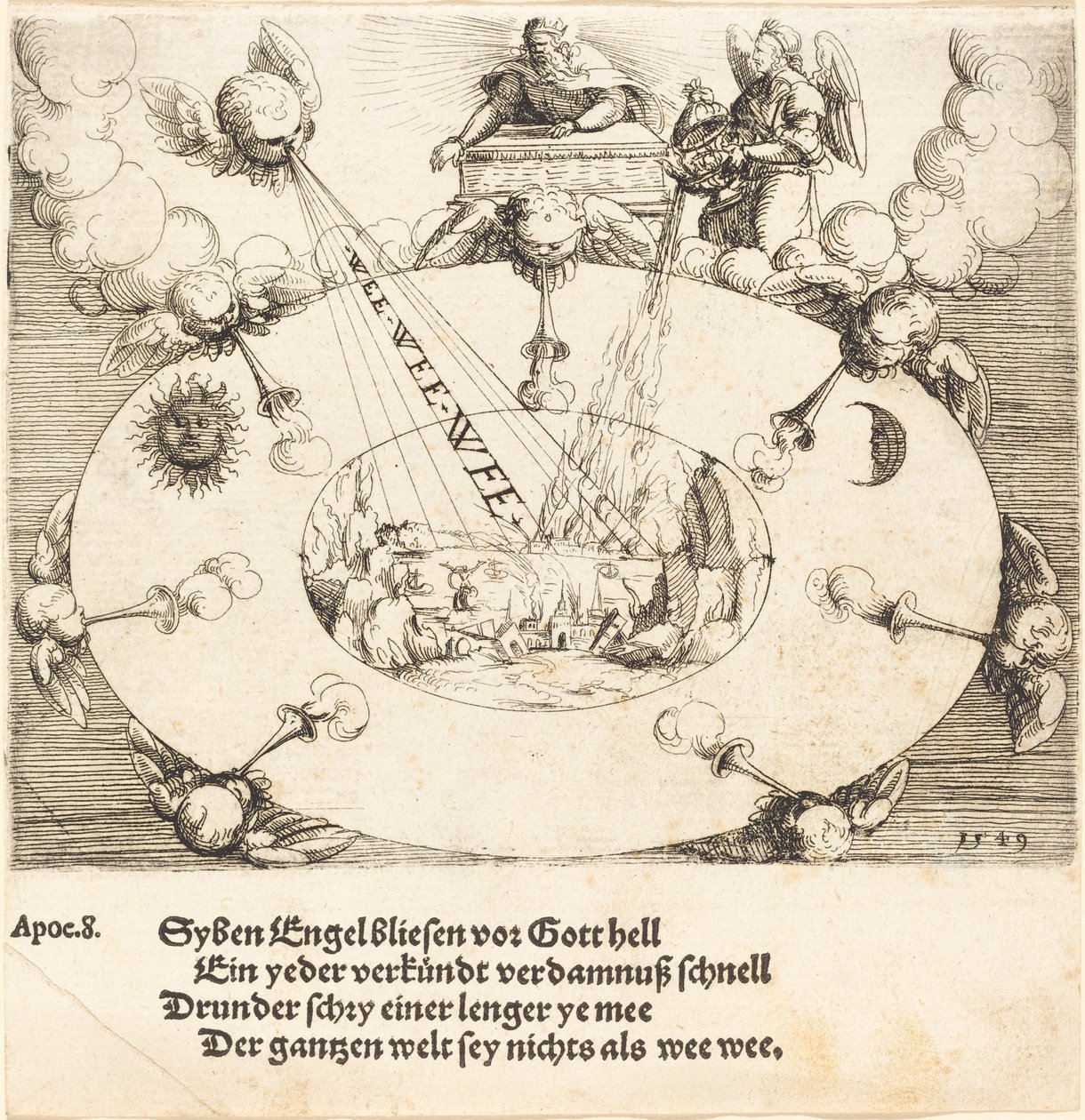 Åbningen af det syvende segl, 1549. af Augustin Hirschvogel