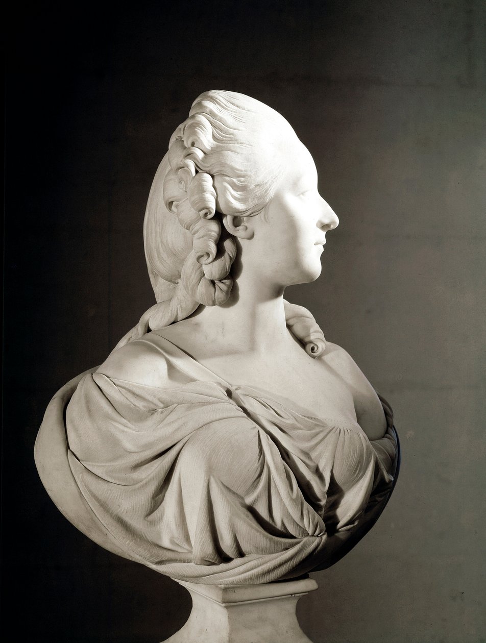 Portræt af Jeanne Becu, grevinde (eller madame) du Barry (1743-1793) Marmorskulptur af Augustin Pajou (1730-1809) Paris, Musee du Louvre - Madame du Barry (født Marie Jeanne Becu af Augustin Pajou