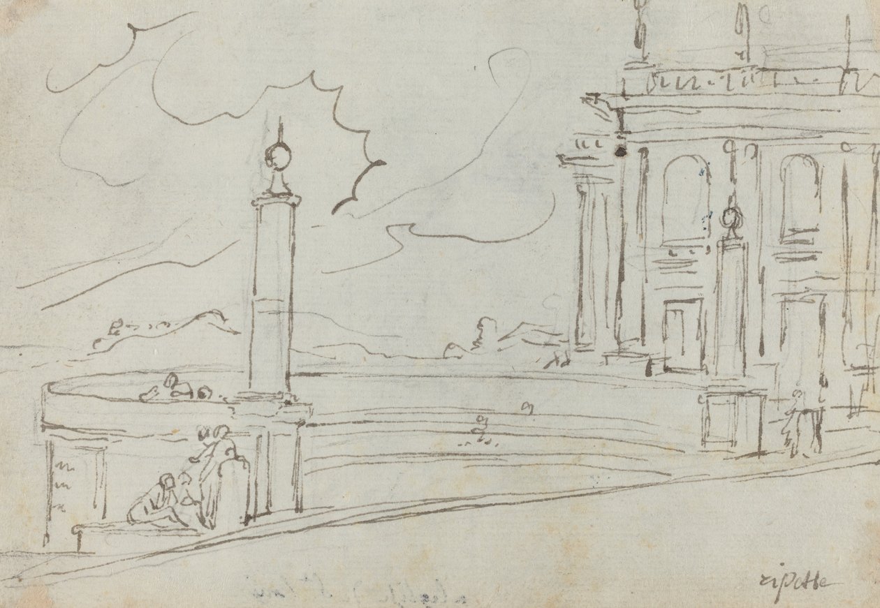 Ripettaen i Rom [verso] af Augustin Pajou