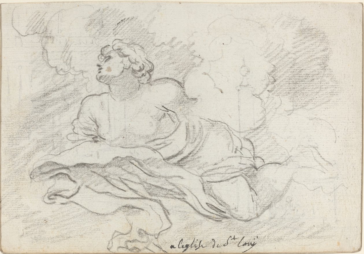 Angel from the Assumption [recto] af Augustin Pajou after Charles Mellin