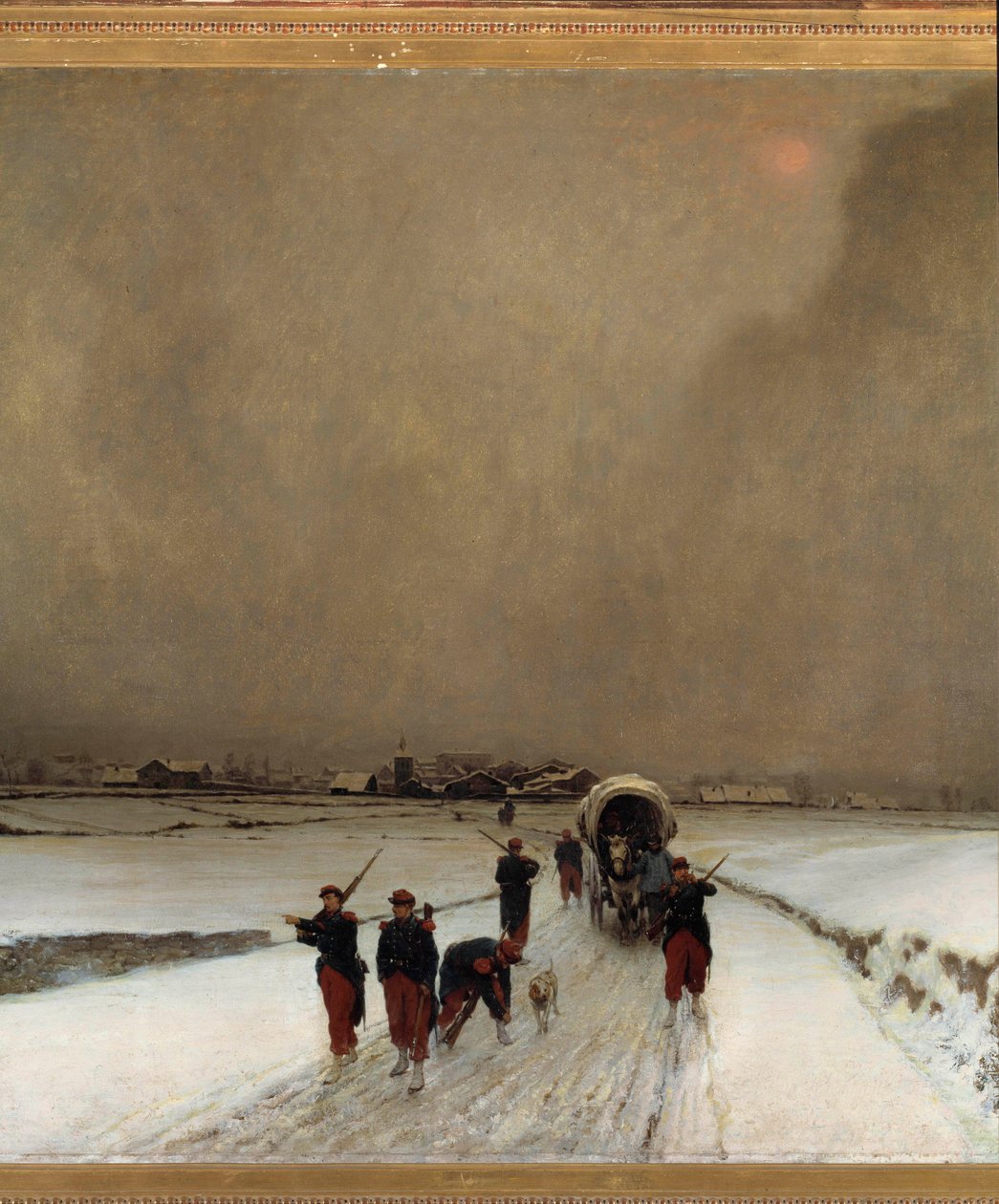 War of 1870: "" the trainards, snow effect"" Maleri af Auguste Chenu Dit Fleury (1833-1875) 1870 Søn. 1,7x1,5 m Paris, musee d