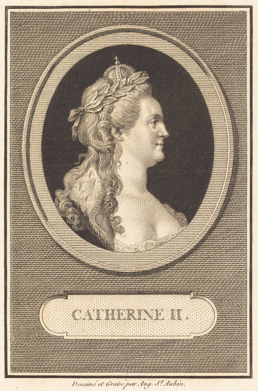 Katarina 2. af Augustin de Saint-Aubin